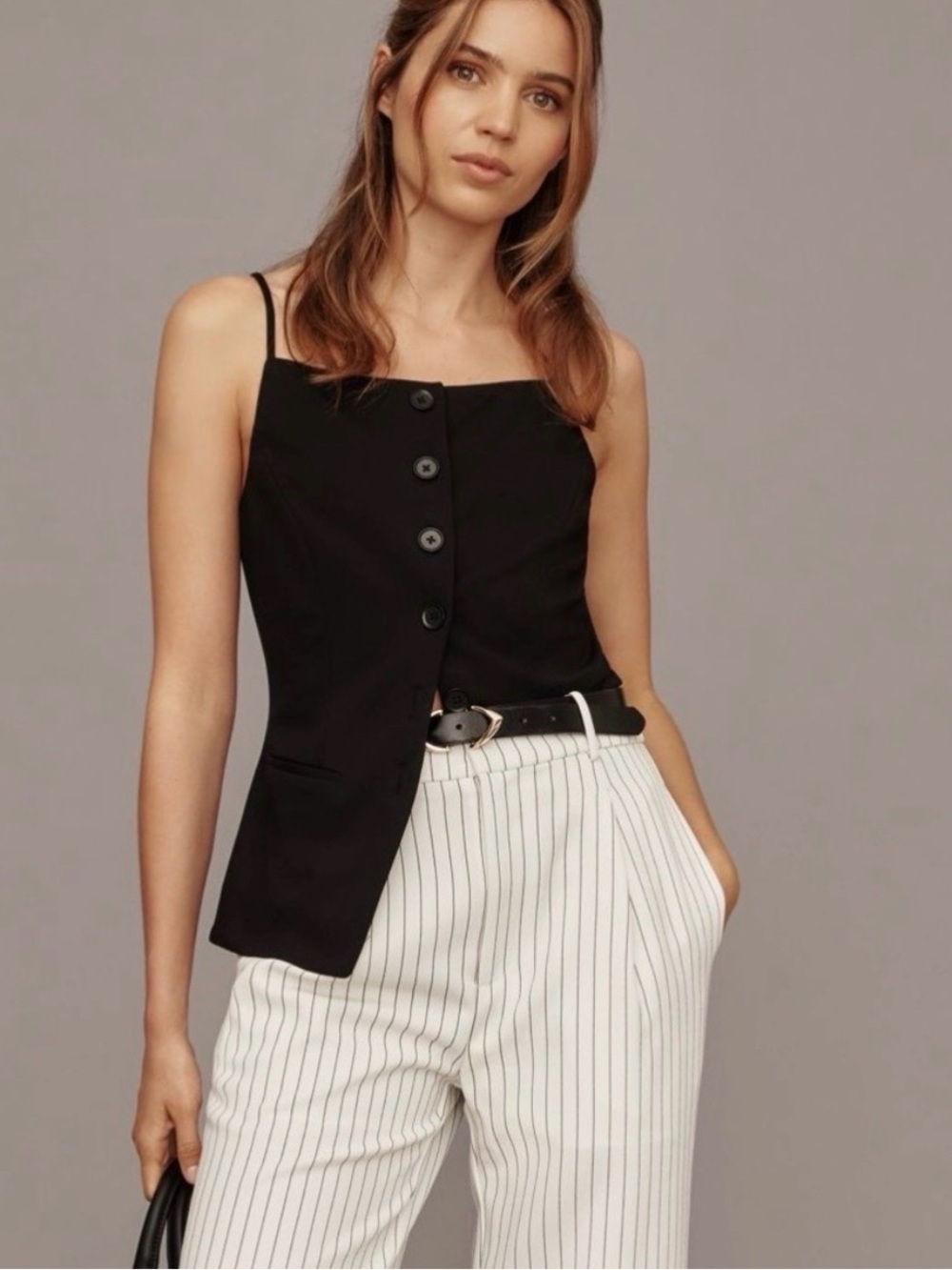 NWT Anthropologie Sunday in Brooklyn Black Apron Vest Medium